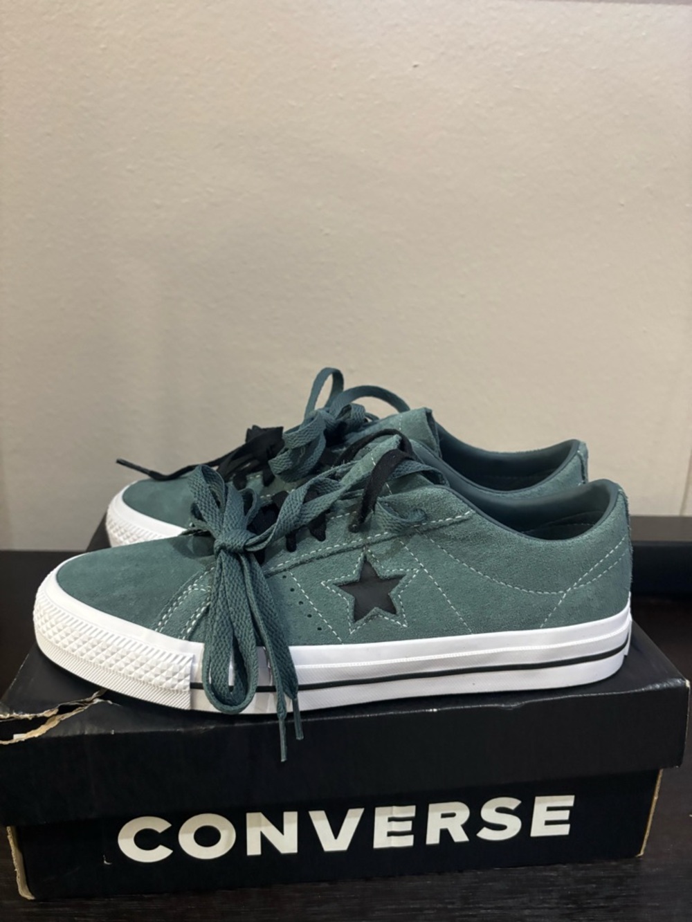 Converse Kids Teal Suede One Star Sneakers with Black Star